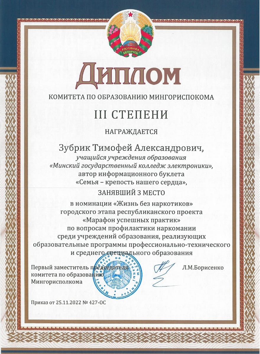 Диплом Зубрик Т.А.
